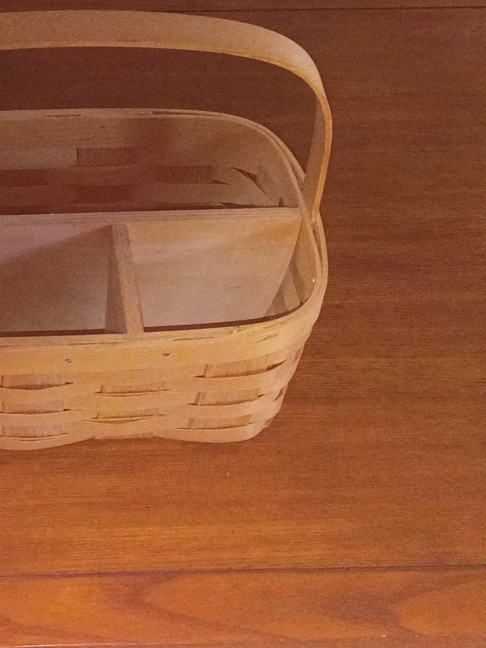 Levenger Light Natural Wood Woven Basket with Handle